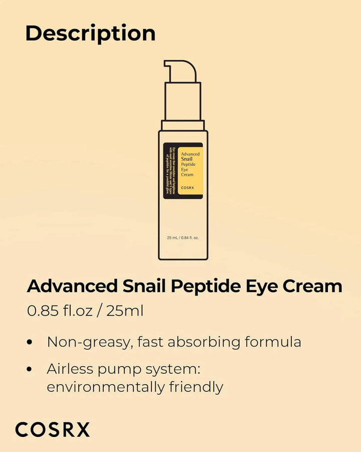 COSRX Advanced Snail Peptide Eye Cream 25ml Health & Beauty oceanbuy beauty markham toronto free ship USA asian korean skincare