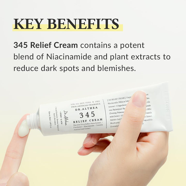 DR. ALTHEA 345 relief cream helps reduce dark spots and blemishes