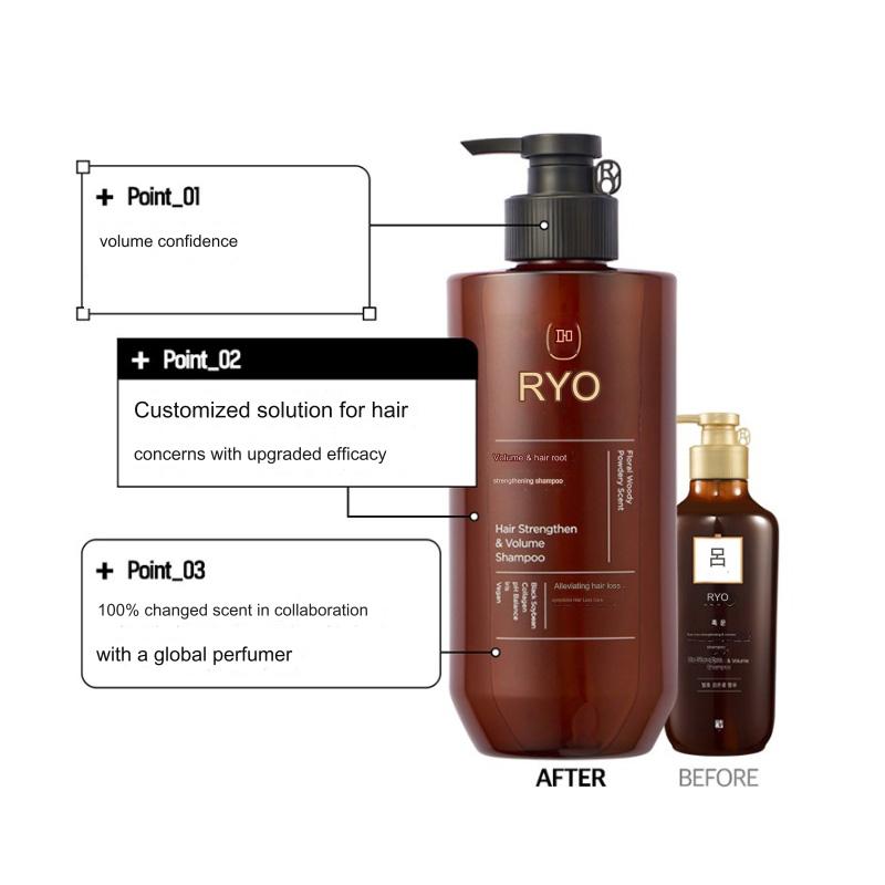 RYO Hair Strengthen & Volume Shampoo 480ml – Korean herbal anti-hair loss care-before-after-version